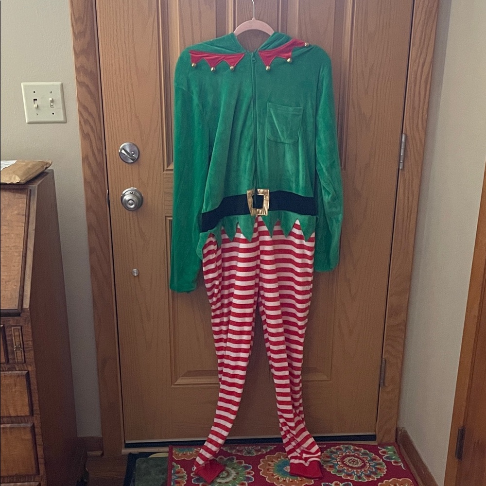 Poof! Festive Green and Red Elf Outfit NWT Adult Large